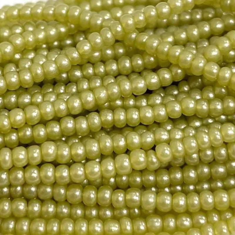 1 Hank Green Olive Khaki Supra Pearl Czech Glass Seed Beads - Sea Beads