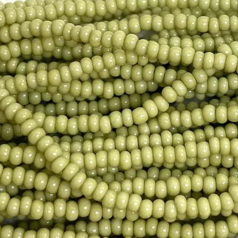 1 Hank Green Olive Light Green Czech Glass Seed Beads - Sea Beads