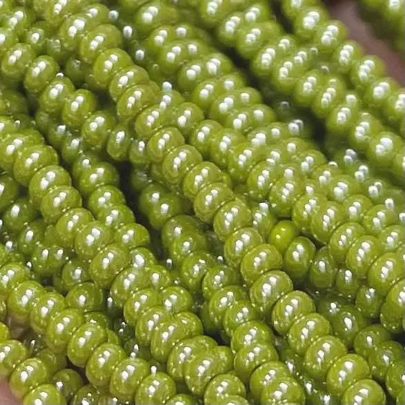 1 Hank Green Olive Luster Czech Glass Seed Beads - Sea Beads