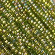 1 Hank Green Olivine Copper Lined Light AB Glass Seed Beads - Sea Beads