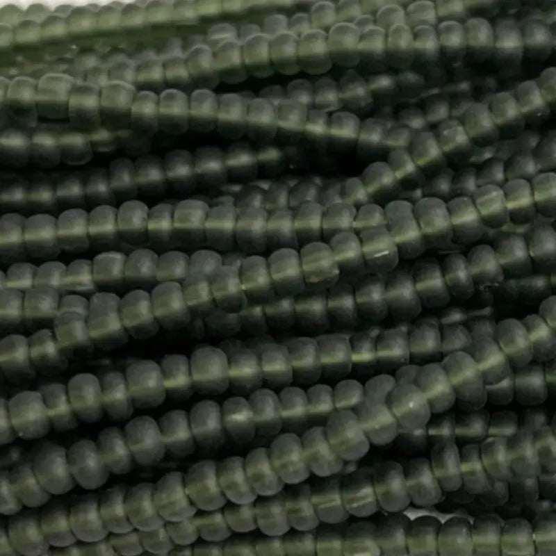 1 Hank Green Olivine Dark Czech Matte Glass Seed Beads - Sea Beads