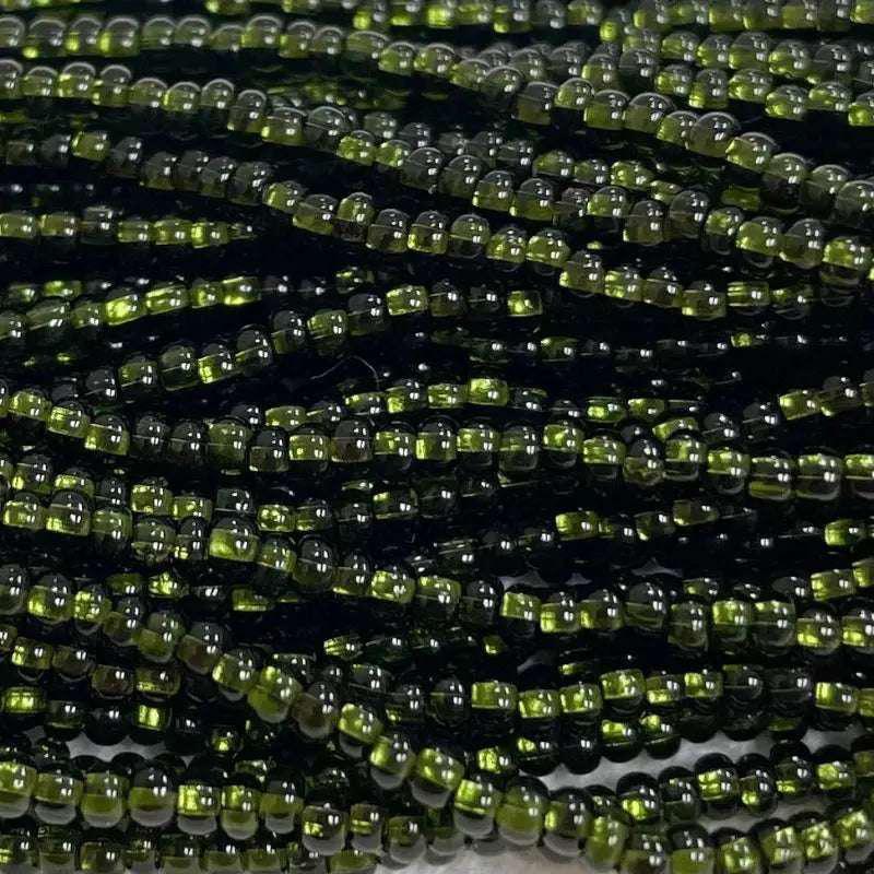 1 Hank Green Olivine Dark Czech Silver Lined Glass Seed Beads - Sea Beads