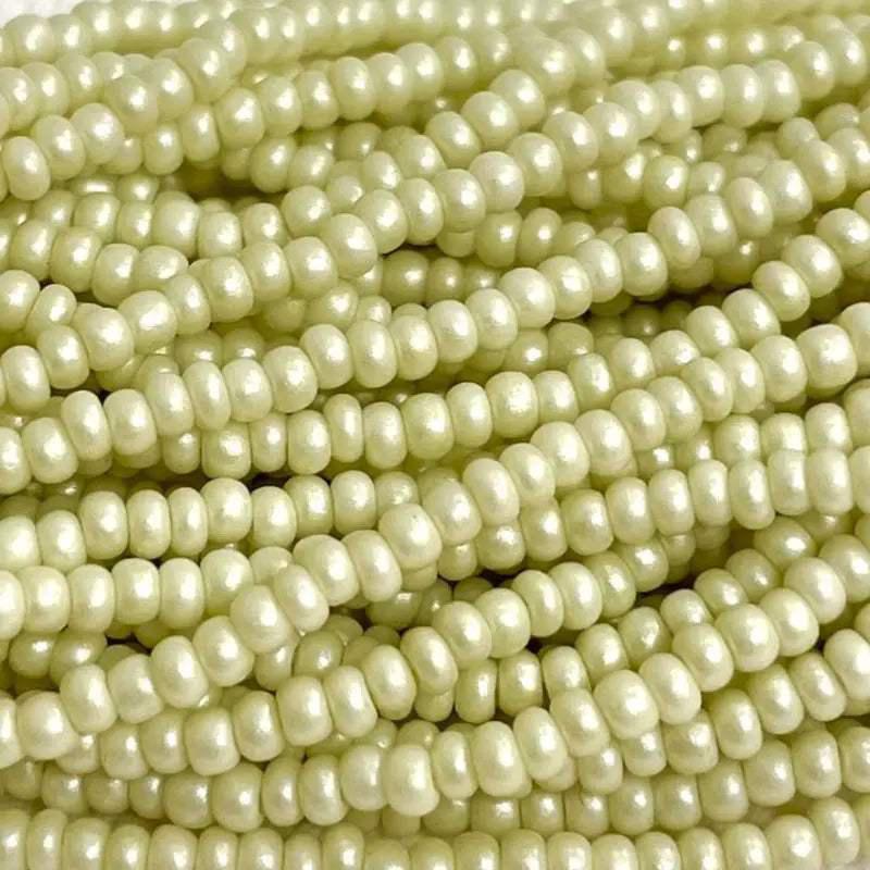 1 Hank Green Pear Light Supra Pearl Czech Glass Seed Beads - Sea Beads