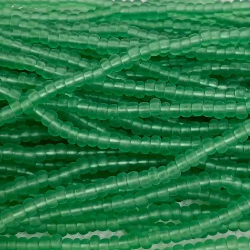 1 Hank Green Peridot Transparent Matte Czech Glass Seed Beads - Sea Beads