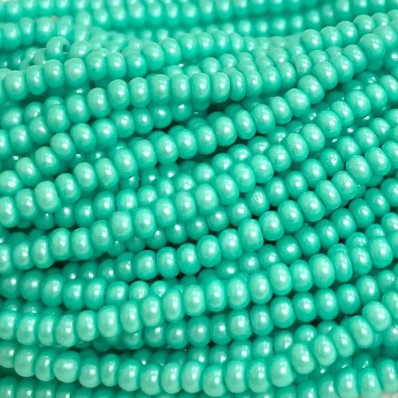 1 Hank Green Spearmint Supra Pearl Czech Glass Seed Beads - Sea Beads