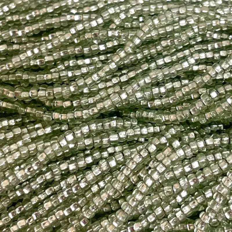 1 Hank Green Tourmaline Czech Silver Lined Glass Seed Beads - Sea Beads
