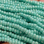 1 Hank Green Turquoise AB Czech Glass Seed Beads - Sea Beads