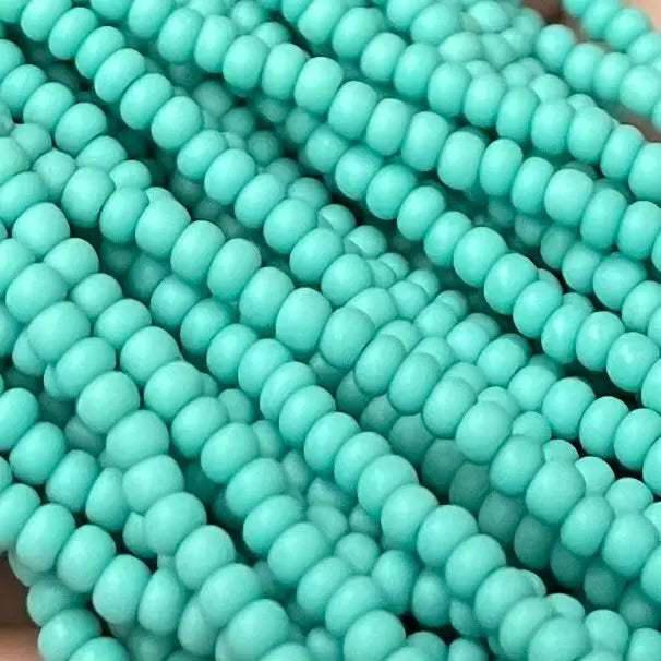 1 Hank Green Turquoise Czech Matte Glass Seed Beads - Sea Beads