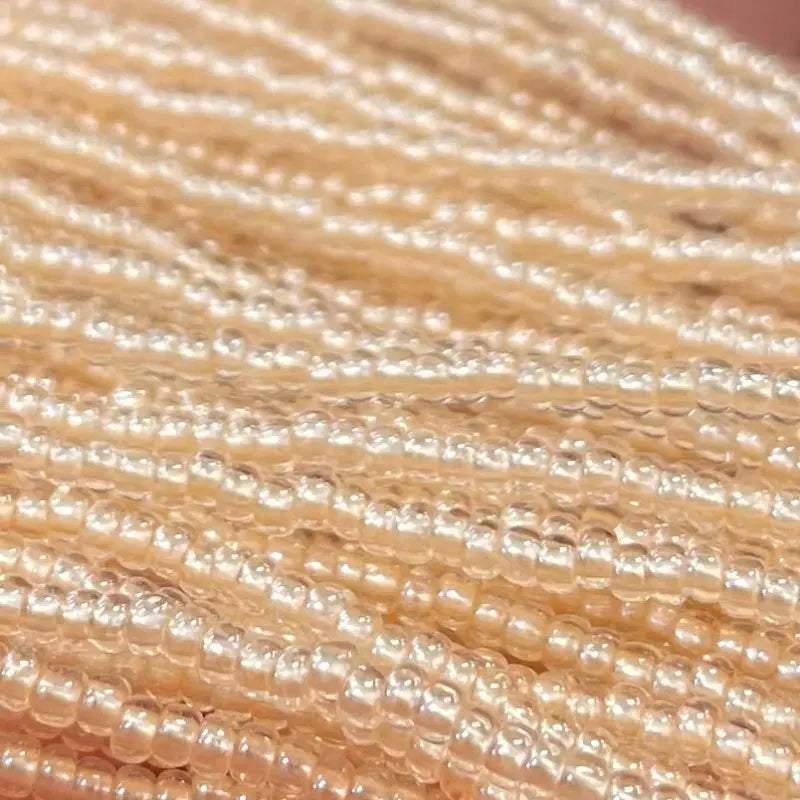 1 Hank Gold Lined Pastel Pearl Glass Seed Beads - Sea Beads