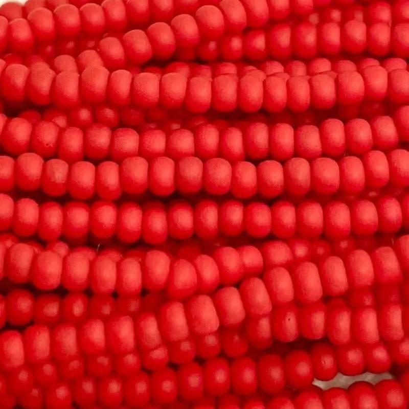 1 Hank Red Matte Czech Glass Seed Beads - Sea Beads