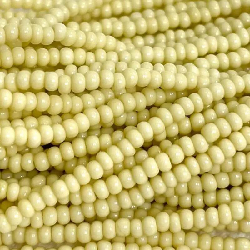 1 Hank Green Opaque Lemongrass Czech Glass Seed Beads - Sea Beads