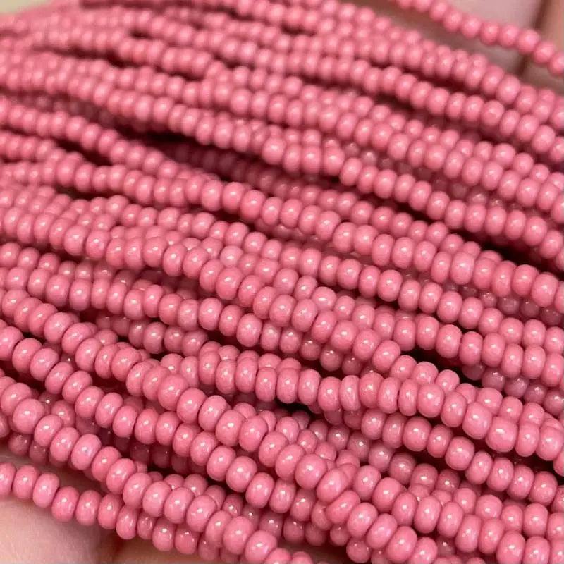 Hank Opaque Pink Coral Czech Glass Seed Beads