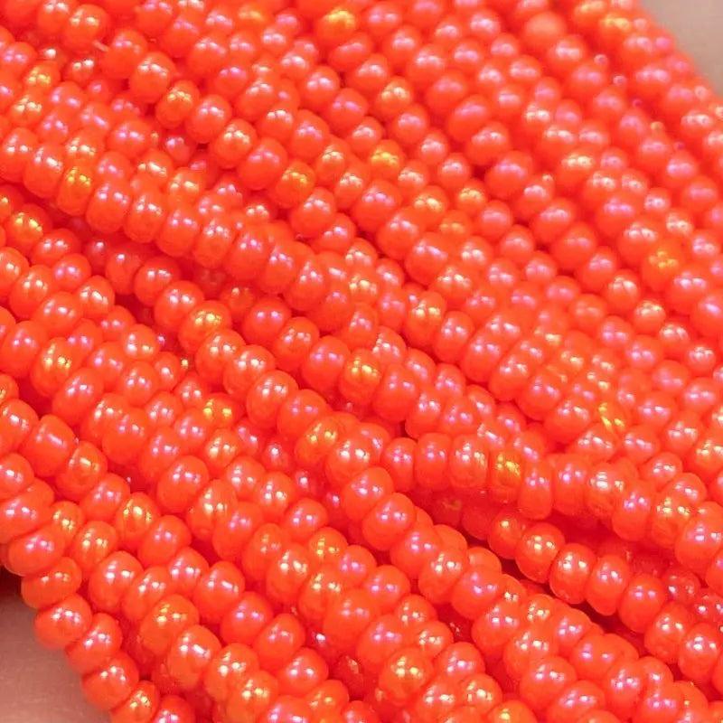 1 Hank Orange AB Czech Glass Seed Beads - Sea Beads