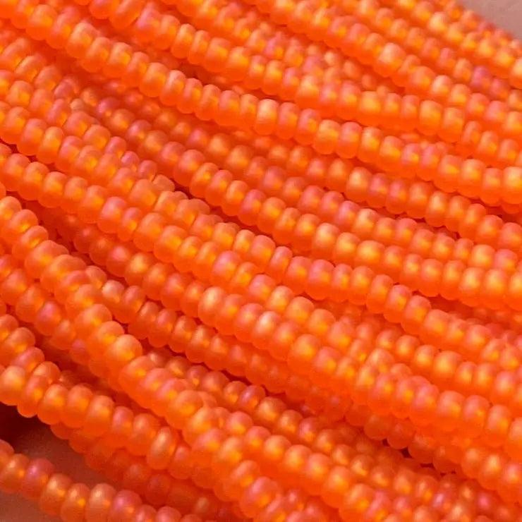 1 Hank Orange AB Czech Matte Transparent Glass Seed Beads - Sea Beads