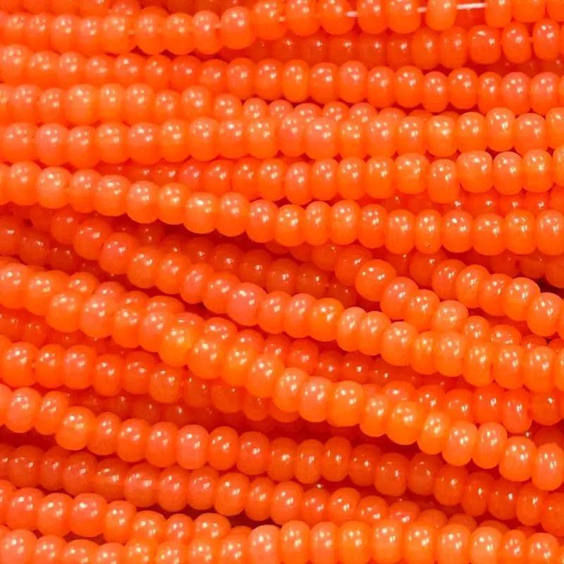 1 Hank Orange Hyacinth Czech Opal Glass Seed Beads - Sea Beads