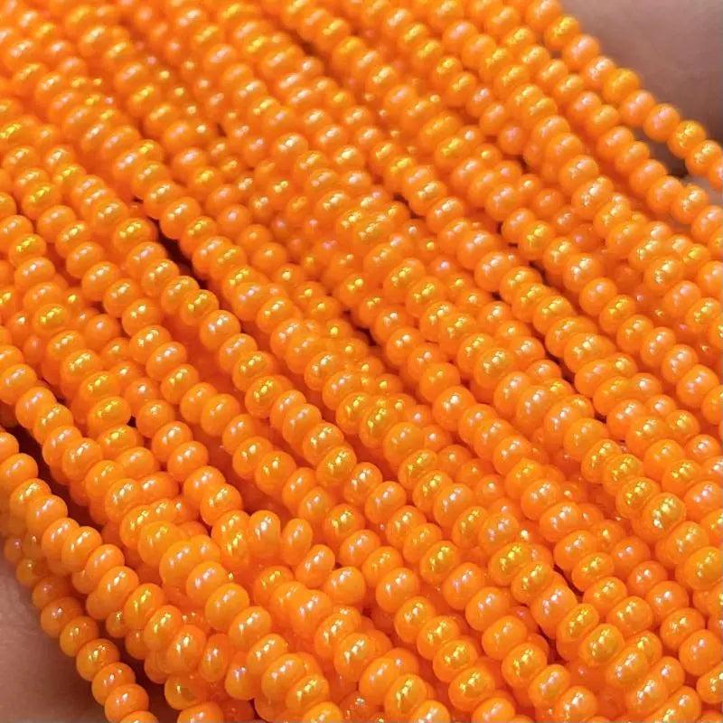1 Hank Orange Light AB Czech Glass Seed Beads - Sea Beads