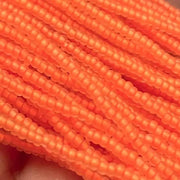 1 Hank Orange Neon Lined Czech Matte Glass Seed Beads - Sea Beads