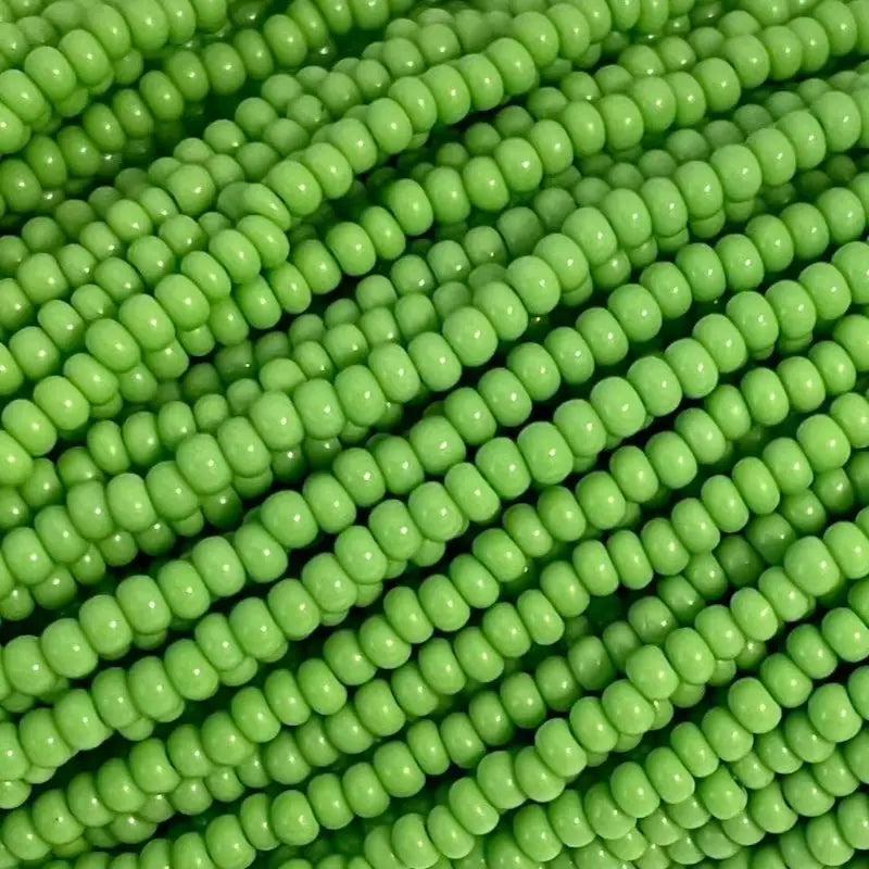 1 Hank Green Pea Czech Glass Seed Beads