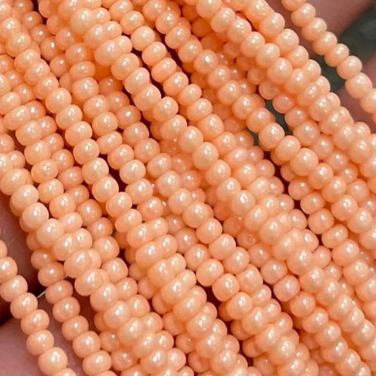 1 Hank Peach Luster Czech Glass Seed Beads - Sea Beads