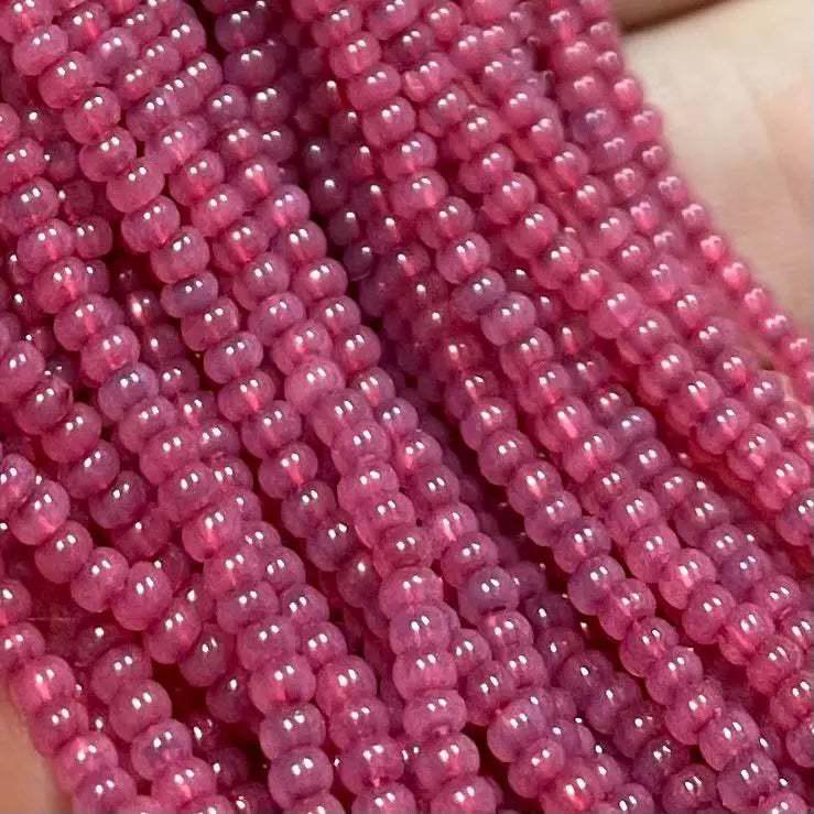 1 Hank Pink Fuchsia Opal Czech Glass Seed Beads - Sea Beads