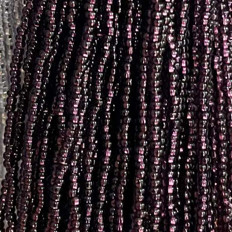 1 Hank Purple Amethyst Dark Silver Lined Czech Glass Seed Beads - Sea Beads