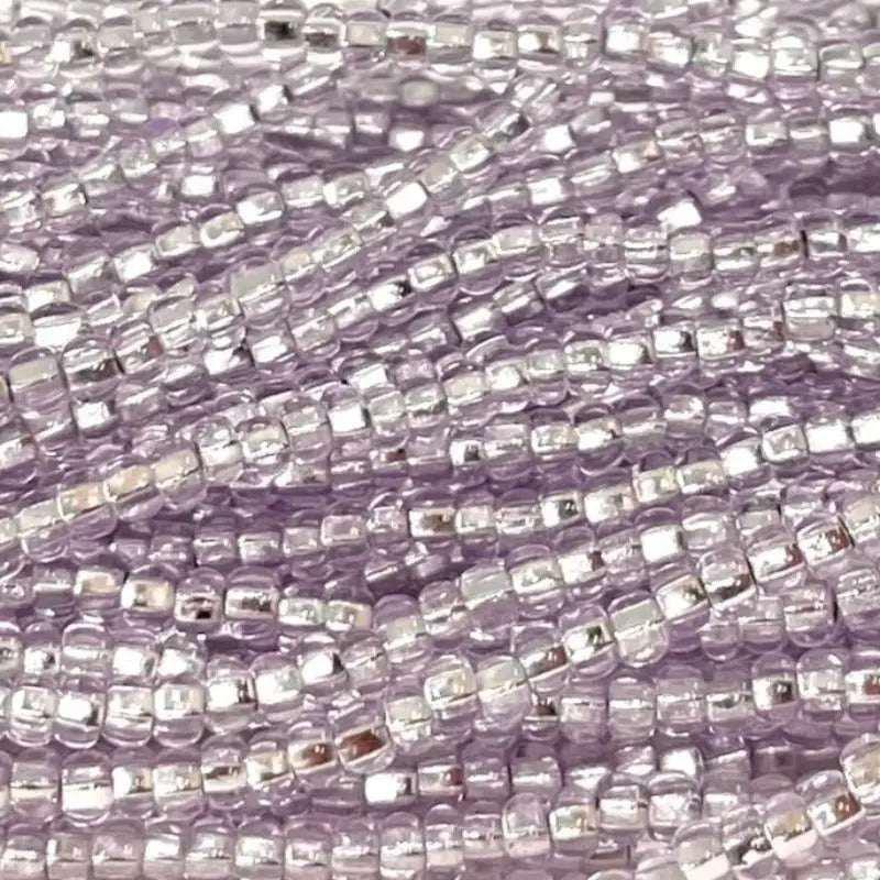 1 Hank Purple Amethyst Silver Lined Ultra Light Czech Glass Seed Beads - Sea Beads