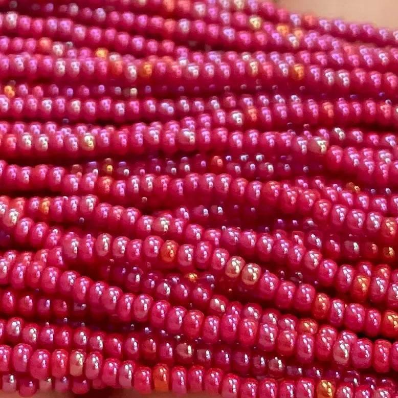1 Hank Red AB Czech Glass Seed Beads - Sea Beads