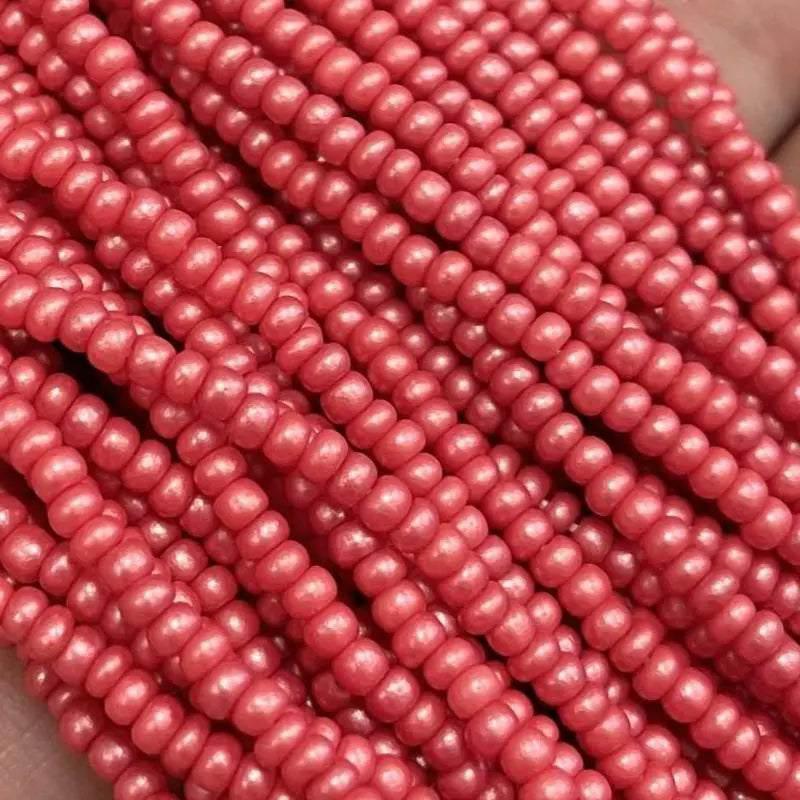 1 Hank Red Antique Rose Supra Pearl Czech Glass Seed Beads - Sea Beads