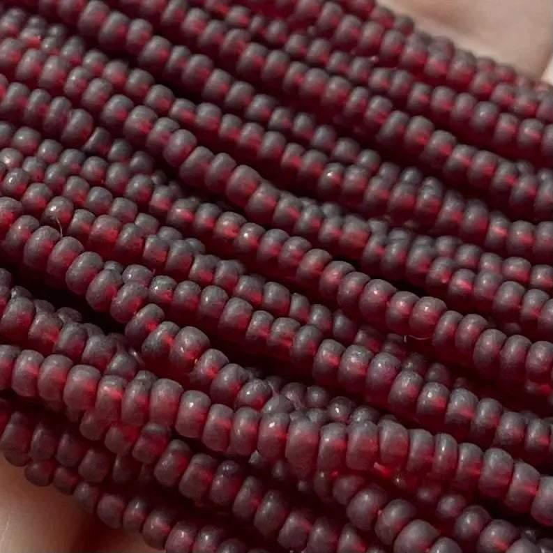 1 Hank Red Garnet Czech Matte Glass Seed Beads - Sea Beads