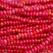 1 Hank Red Opaque Medium AB Czech Glass Seed Beads - Sea Beads