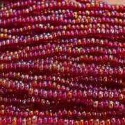 1 Hank Red Ruby AB Transparent Czech Glass Seed Beads - Sea Beads