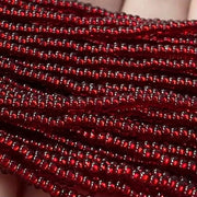 1 Hank Red Ruby Dark Silver Lined Czech Glass Seed Beads - Sea Beads