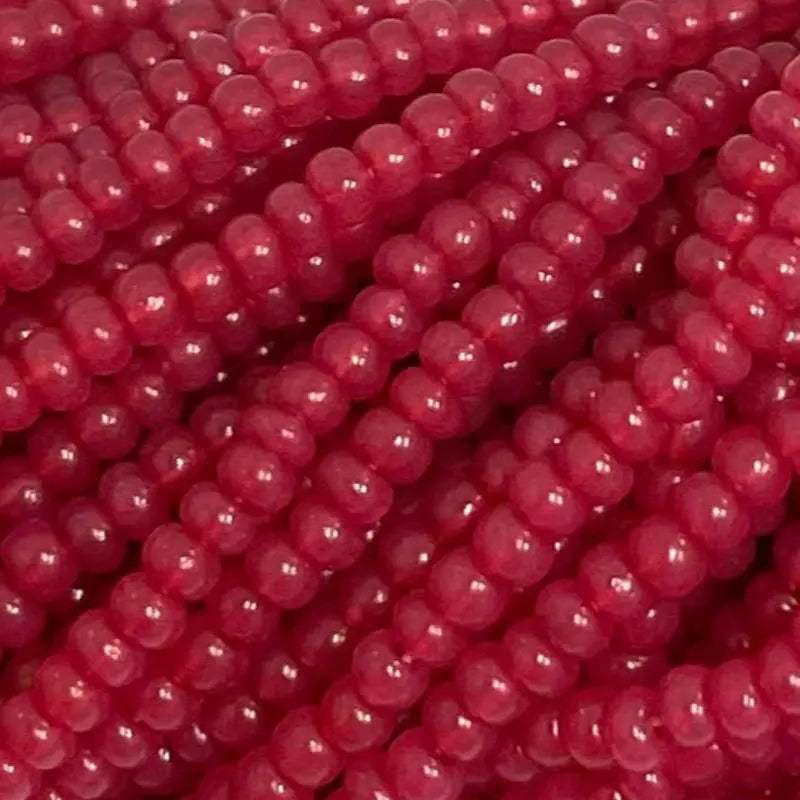 1 Hank Rhubarb Opal Czech Glass Seed Beads, Size 11/0