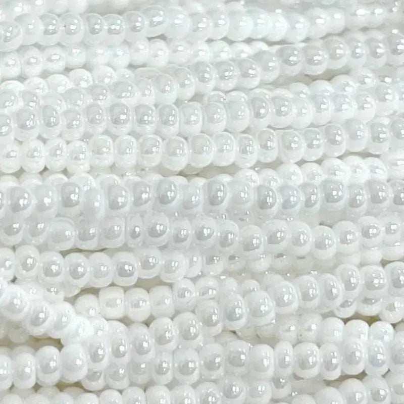 1 Hank White Luster Czech Glass Seed Beads - Sea Beads