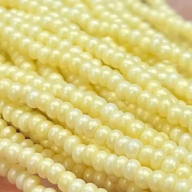 1 Hank Yellow Banana Czech Supra Pearl Glass Seed Beads - Sea Beads
