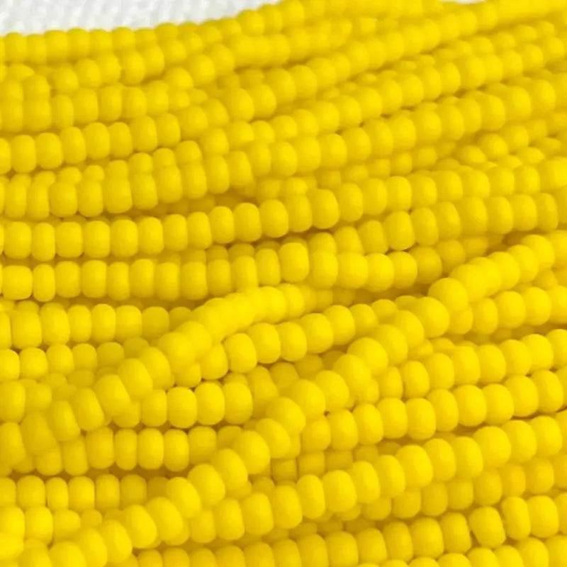 1 Hank Yellow Dark Matte Czech Glass Seed Beads - Sea Beads