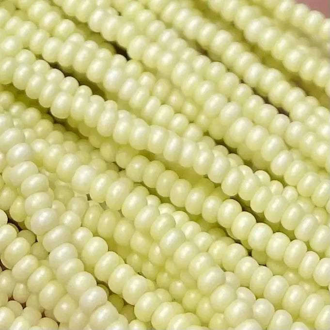1 Hank Yellow Ivory Supra Pearl Czech Glass Seed Beads - Sea Beads