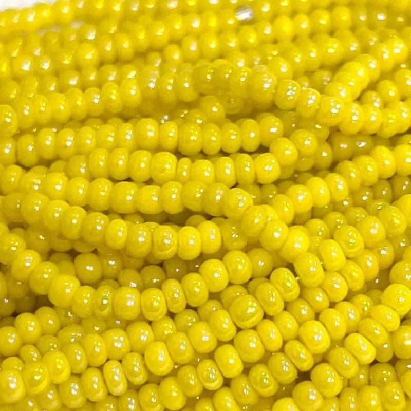 1 Hank Yellow Lemon AB Czech Glass Seed Beads - Sea Beads