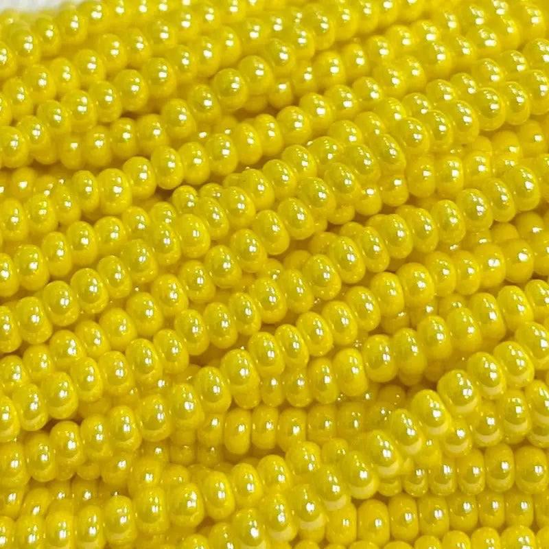 1 Hank Yellow Lemon Czech Luster Glass Seed Beads size 11/0.