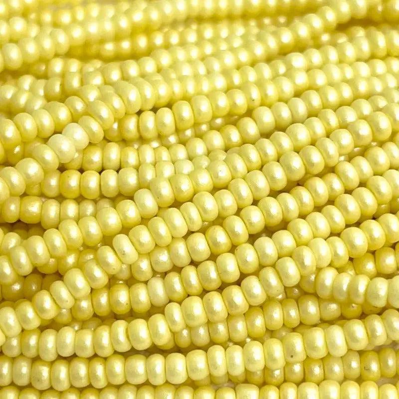 1 Hank Yellow Lemon Supra Pearl Czech Glass Seed Beads - Sea Beads