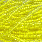 1 Hank Yellow Neon Lined Czech Glass Seed Beads - Sea Beads