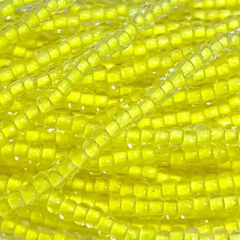 1 Hank Yellow Neon Lined Czech Glass Seed Beads - Sea Beads