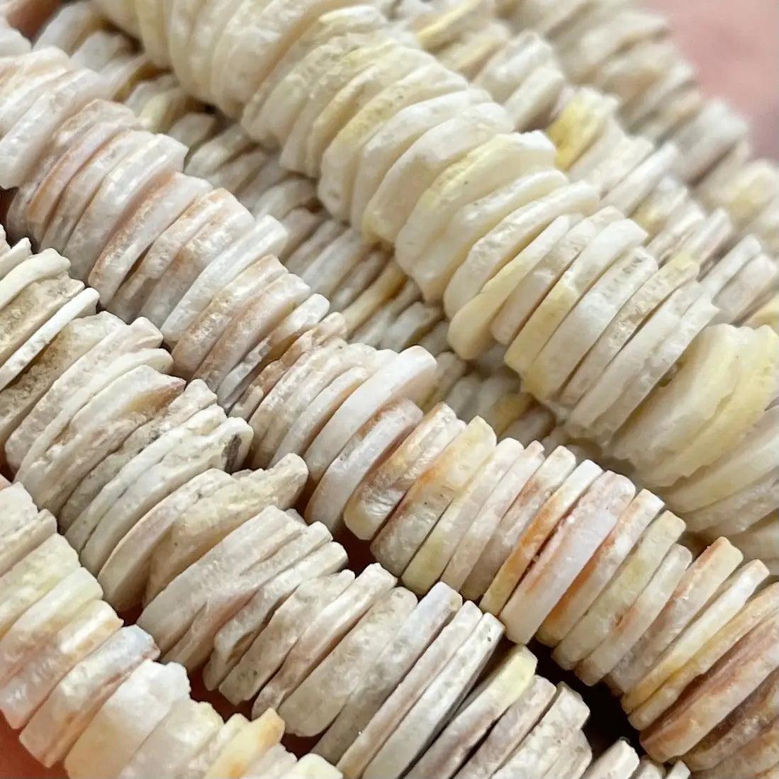 1 Stand Oyster Shell Rondels - Sea Beads