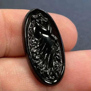 1 Victorian Black Cameo Lady Oval Glass Cabochon - Sea Beads
