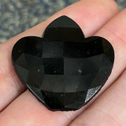 1 Victorian Black Faceted Glass Cabochon - Sea Beads