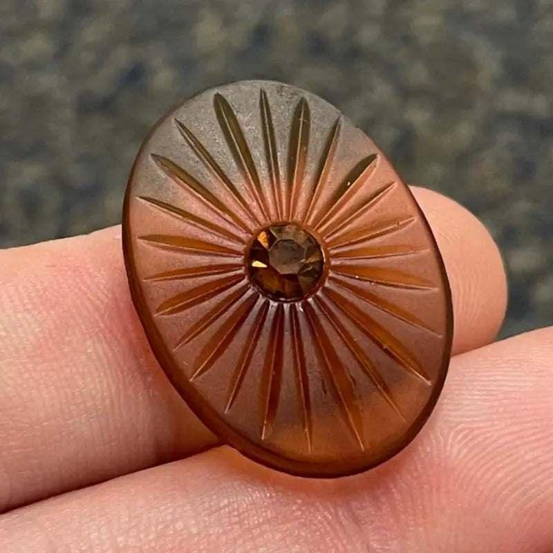 1 Vintage Amber Camphor Oval Glass Cabochon - Sea Beads