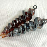 1 Vintage Amber Japan Haskell Hand Blown Amber Twisted Glass Pendant - Sea Beads