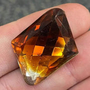 1 Vintage Amber Topaz Givre German Diamond Glass Stone - Sea Beads