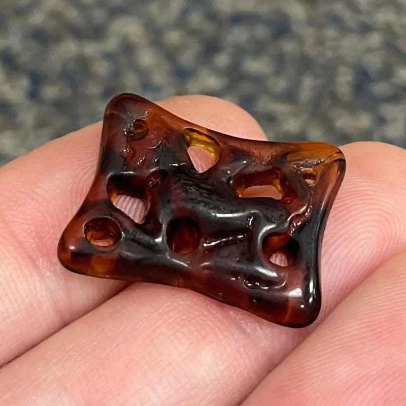 1 Vintage Amber Tortoise Fancy Glass Stone - Sea Beads