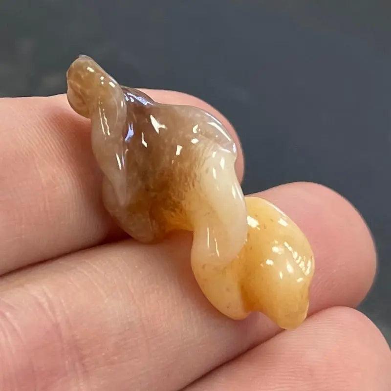 1 Vintage Beige Brown Lampwork Spiral Glass Bead - Sea Beads